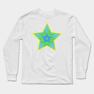 Yellow teal ornamental christmas star Long Sleeve T-Shirt